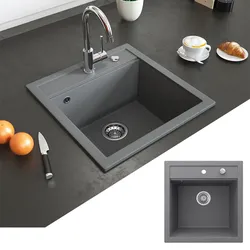 Bergström Granit Spüle Küchenspüle Einbauspüle Spülbecken 490x500mm Grau