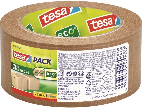 Tesa Paper Ultra Strong Pakketape, 50mm X 25m
