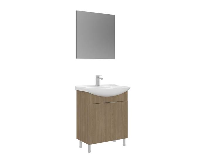 Meuble avec simple vasque et miroir Purus 65 - 65 x 50 x 83 cm - Oak