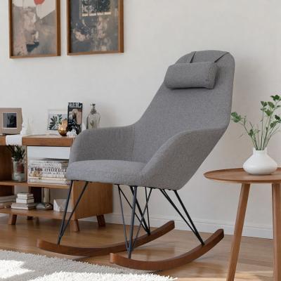 "26"" Linen Rocking Chair with Solid Wood Frame and Gentle Rocking Motion and Plush Cushioning"