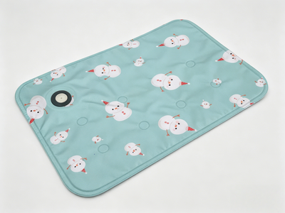 Fusion Finds Self Cooling Pet Cooling Mat For Dogs & Cats Portable Cooling Gel Pet Pad For Summer green Snowman xl