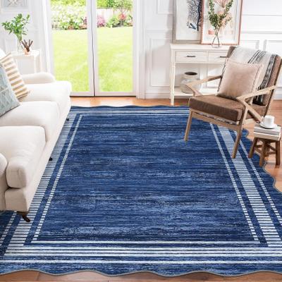 Garvee Modern Scalloped Washable Polyester Area Rug
