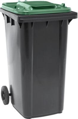 Fahrbare Mülltonne SSI Schäfer GMT eXtra, 240 l, EN 840, vorbereitet für Chipaufnahme, Ziehgriff, 90 % Recycling-Kunststoff, schwarz-grün