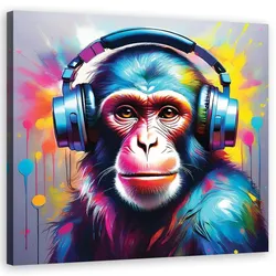 WANDBILD affe dj pop art