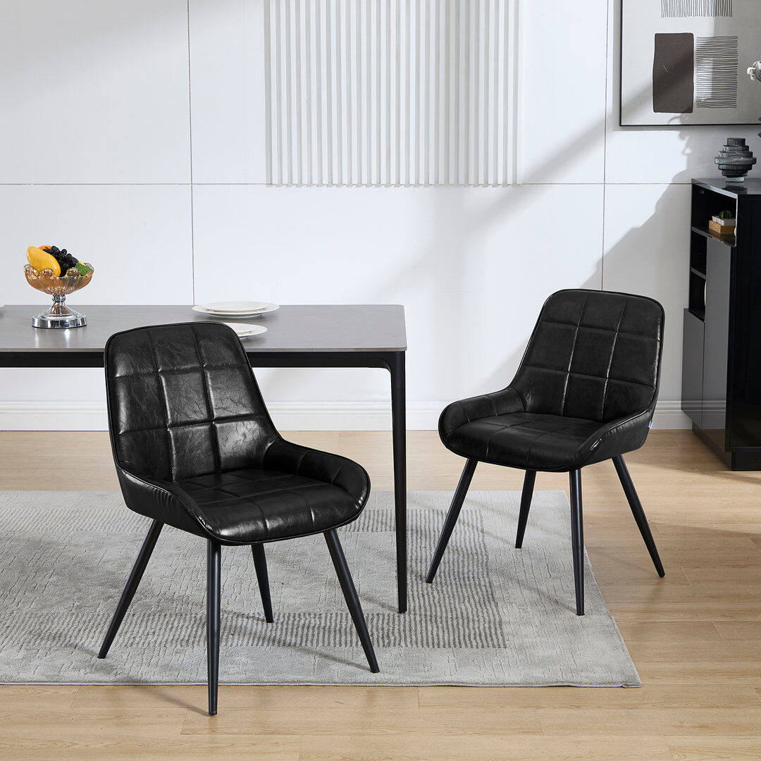Corrigan Studio Hausmann 47cm H Upholstered Metal Side Chair Black 81.5cm H X 52cm W X 51cm D