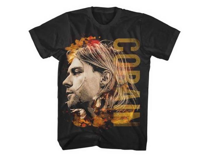 (X-Large, Schwarz) - Kurt Cobain Coloured Side View T-Shirt black