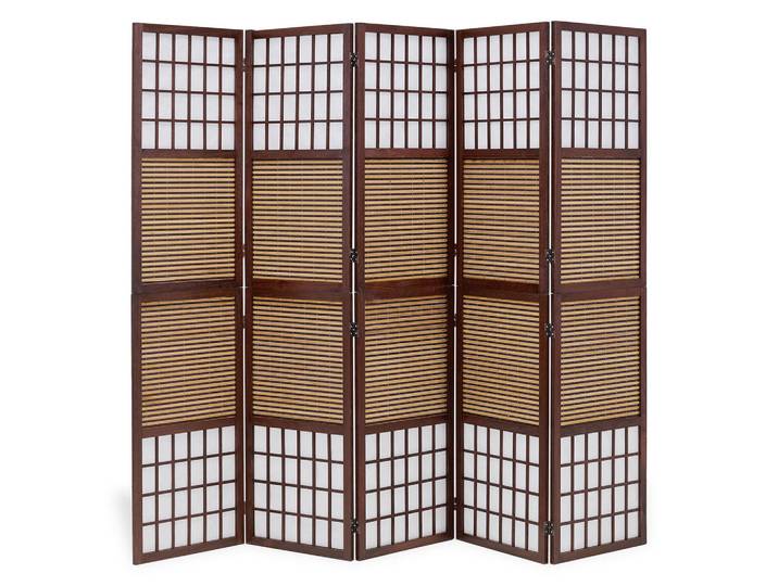 Homestyle4u Paravent 5-tlg. 220/175 cm Braun Bambuslamellen, Holz, 220x175x2 cm, Wohnzimmer, Raumteiler, Paravents