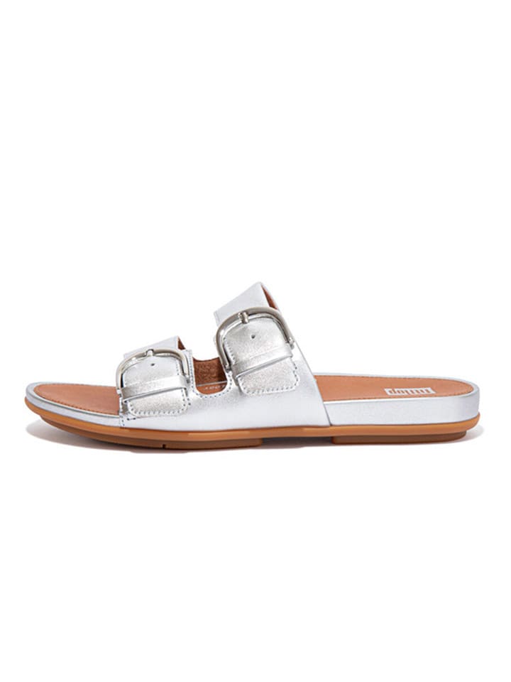 fitflop Leder-Pantoletten in Silber - 36