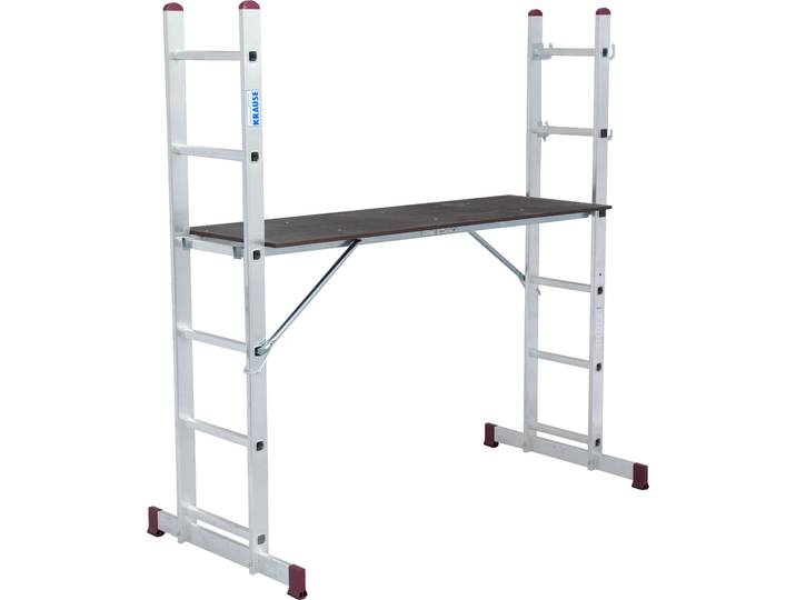 Arbeitsgerüst KRAUSE CORDA , silber (silberfarben), B:78cm H:168cm, Aluminium, Holz, Gerüste, Arbeitsgerüst, Leitergerüst mit 4in1-Funktion