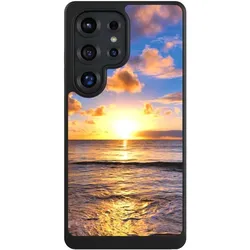 Nivocase Hülle für Samsung Galaxy S25 Ultra Handyhülle NIVOcore Case Schwarz Meer Sonnenuntergang Strand (Samsung Galaxy S25 Ultra), Smartphone Hülle, Schwarz
