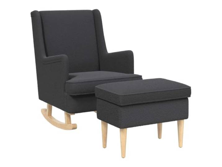 Makastle Schaukelstuhl mit Hocker Dunkelgrau Bouclé