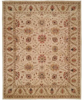 KALATY Traditional Beige Hand-Knotted Wool Area Rug