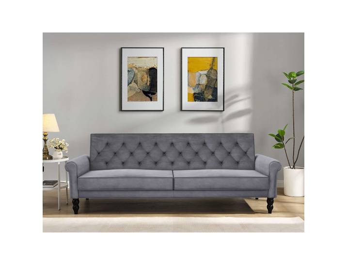 Schlafsofa DOREL HOME Tyne , grau (anthrazit), B:222cm H:82cm T:83cm, 100% Polyester, Sofas, Schlafsofa