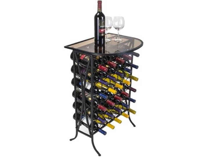 LIUCHUCHU Kreatives Weinregal Weinregalständer mit Glastischplatte - for 30 Flaschen Ihres Lieblingsweins