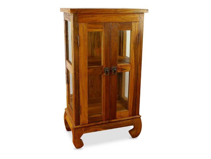 livasia Standvitrine Teakholz aus Java - 50x30x90cm - rustikales Design Handgefertigt