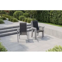 KETTLER BasicPlus Pro Stapelsessel 4er-Set, silber/anthrazit, Aluminium/Textilene, 70 x 65 x 99 cm, stapelbar