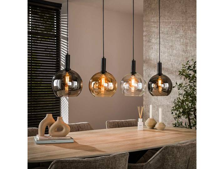 Suspension îlot cuisine 4 globes multicolores NOVA