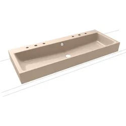 Kaldewei PURO Aufsatz-Doppelwaschtisch, 1200x460 mm, Randhöhe 120 mm, Farbe bahamabeige, Perl-Effekt, Antidröhn, mit 2x3er Hahnlochbohrung, Überlauf