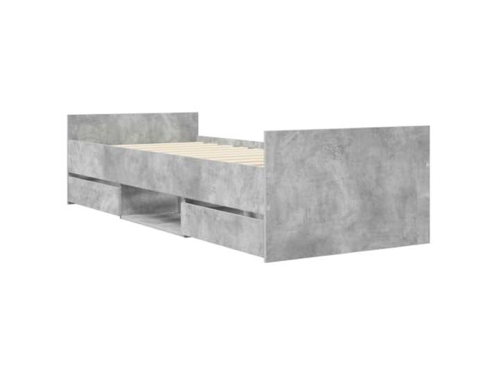 KTHLBRH Bettgestell, Grau, Beton, aus technischem Holz Minimalistisches Design, mit integriertem Behälter, einfache Montage, feuchtes Tuch