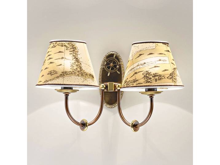 Cremasco Wandlampe NAUTICA, dimmbar, creme / amber, für Wohn- / Esszimmer, Messing, Maritim, Wandleuchte, Wandlampe Innen