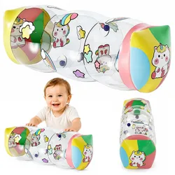 Aufblasbare Krabbelrolle für Kleinkinder, Einhorn-Motiv, 48 x 20 cm