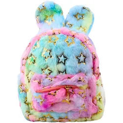 Plüschrucksack Ohren Gold Sterne Kinder Bunt 24cm