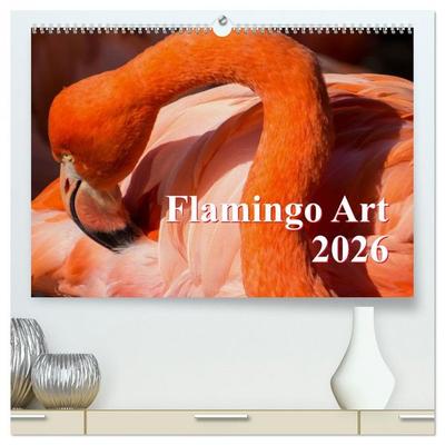 Flamingo Art 2026 (hochwertiger Premium Wandkalender 2026 DIN A2 quer), Kunstdruck in Hochglanz