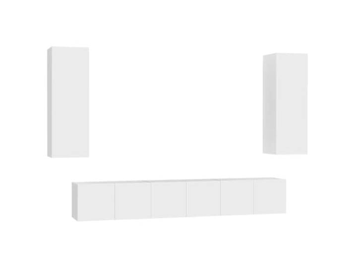 GKHPYURE TV-Möbel-Set, 5 Stück, weiß, Holz, mehrschichtig 3 große Teile 60 x 30 x 30 cm, 2 mittelgroße Teile 30,5 x 30 x 90 cm, Wandmontage