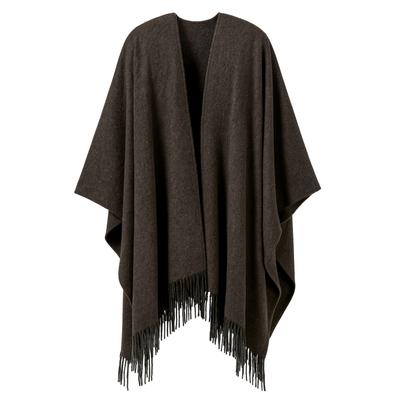 XXL-Schal "Italia", Damen, braun, Baumwolle, COLLEZIONE ALESSANDRO, unifarben, Basic, Modetücher, Made in Italy, mit Fransen