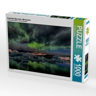 CALVENDO Puzzle Polarlicht über dem Jökulsarlon 1000 Teile Puzzle quer | 1000 Teile Lege-Größe 64 × 48 cm Foto-Puzzle für glückliche Stunden