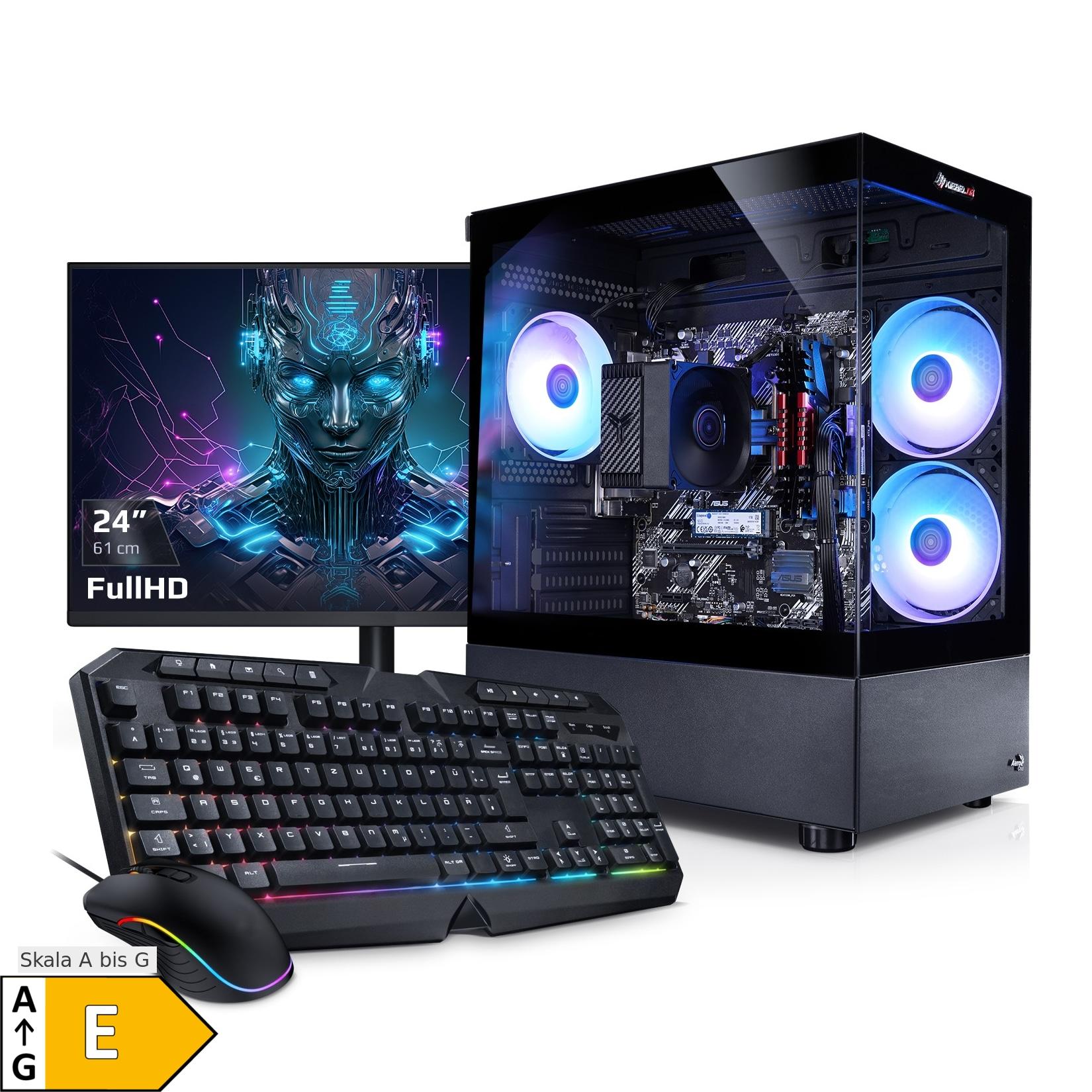 PC Set mit 23.8 Zoll TFT Online Allround AMD Ryzen 7 5700G, 16GB DDR4, AMD Radeon Grafik, 500GB SSD, Windows 11