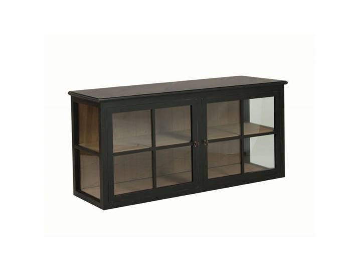 Caisson noir portes vitrées en bois