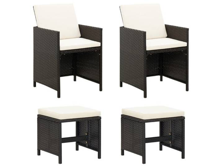 Automne/hiver  Noir Jeu de chaise et tabouret de jardin 4 pcs Résine tressée Noir Nove9466814
