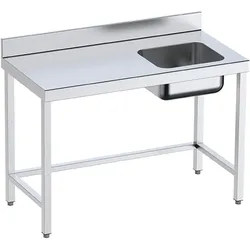 Chef tisch mit 1 becken rechts - 1200x700x850 mm - 1M2107RD Eurast