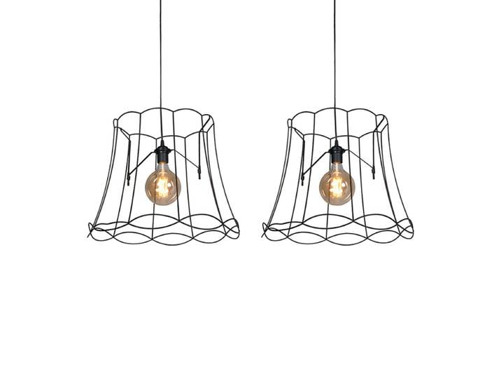 Lot de 2 lampes suspendues rétro noires 50 cm - Granny Frame