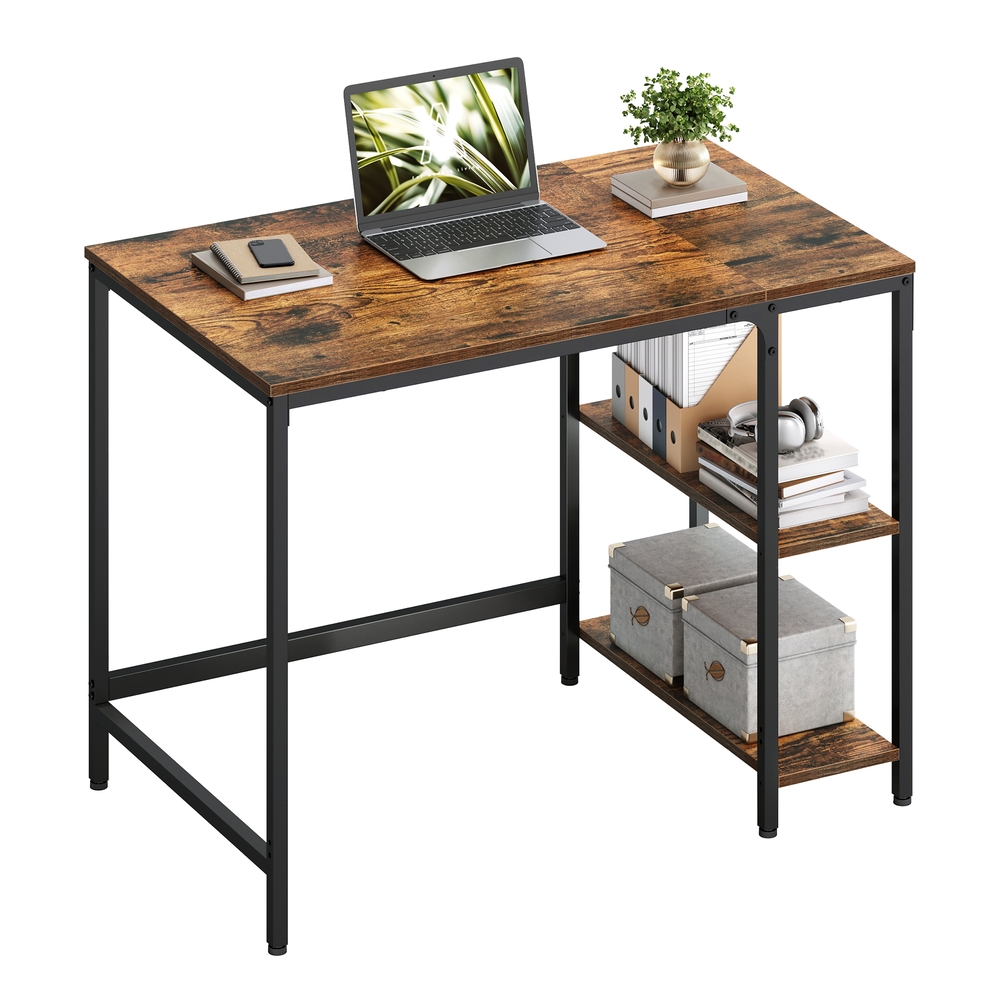 VASAGLE Computertisch Bürotisch 100 × 50 × 76 cm vintagebraun-schwarz LWD046B01
