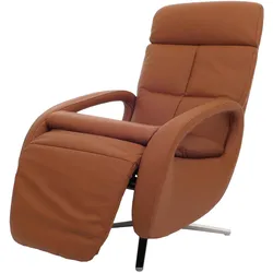 Relaxsessel MCW-L11, Design Fernsehsessel TV-Sessel Liegesessel, Liegefunktion drehbar, Voll-Leder ~-braun