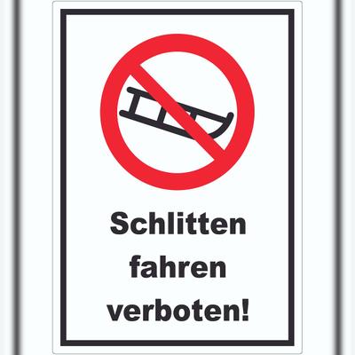 HB-Druck Schlitten fahren verboten Aufkleber A8 (52x74mm)