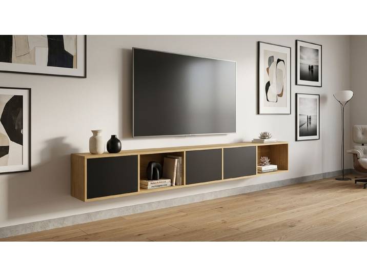 Lowboard mit Wandhalterung – TV-Board - Wandkommode Eiche Natur geölt