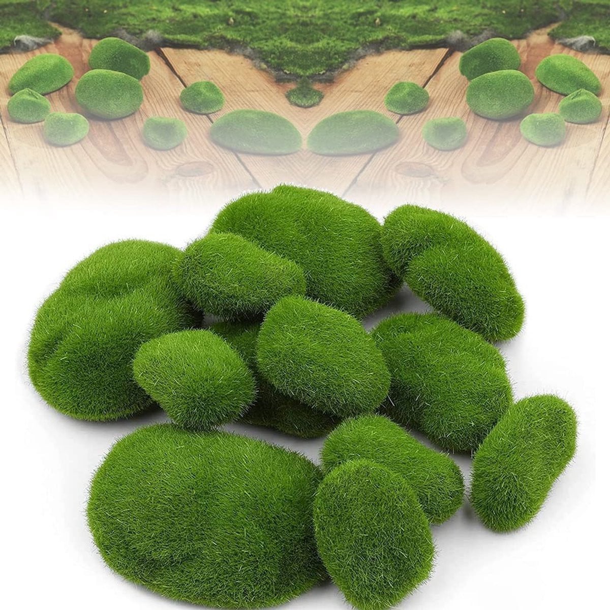 Dailygoods Mosballen 10 stuks - Groen kunstmos voor DIY decoratie
