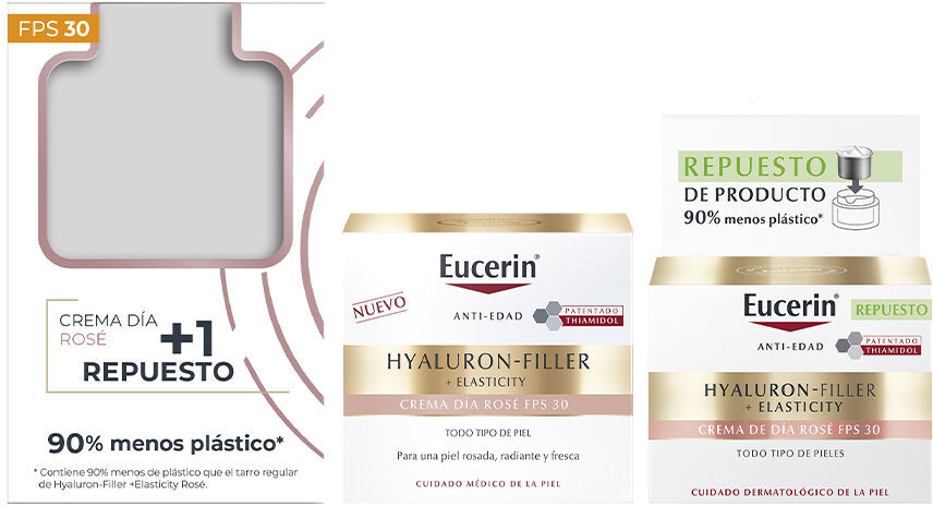 Eucerin Crème de jour rosée HYALURON-FILLER + Elasticity SPF30 + Recharge 2 unités