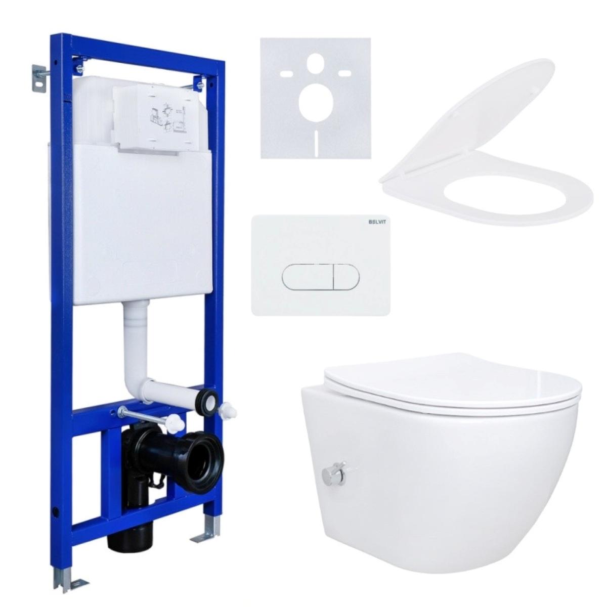 Aloni Dusch-WC Komplettset spülrandlos wandhängend mit Taharet / Bidet Funktion, Warm-Kaltwasserarmatur, Soft-Close WC-Sitz & Vorwandelement