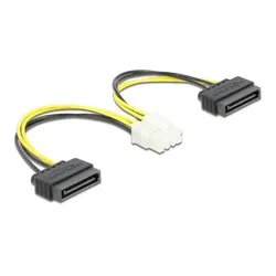 DeLOCK Stromkabel 2 x SATA 15 Pin Stecker zu 8 Pin EPS Stecker 15 cm
