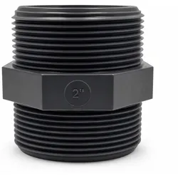 PP-Doppelnippel BSPT AG x AG – 10 bar  / (Größe:) 2" AG x 2" AG