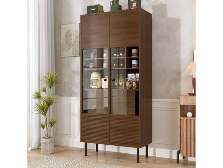 Armoire vitrine avec porte vitrée et tiroirs cachés FloraGrace
