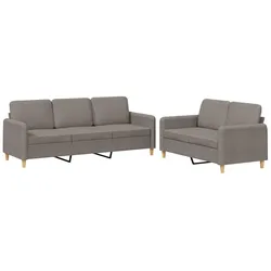 vidaXL 2-tlg. Sofagarnitur mit Kissen Taupe Stoff