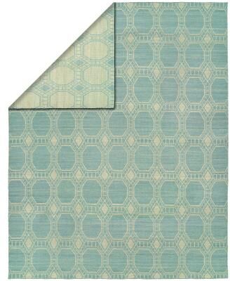 KALATY Endura Ivory/Baby Blue Handmade Reversible Area Rug