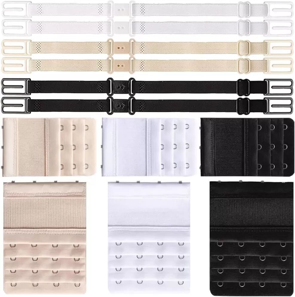 INF Ensemble d'extenseurs de soutien-gorge, 12 extensions de bretelles de soutien-gorge avec 3 crochets et 4 crochets
