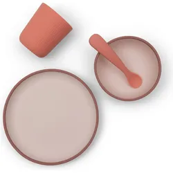 Jollein, Kindergeschirr + Kinderbesteck, Kinder Geschirrset Silikon - Blush Shades
