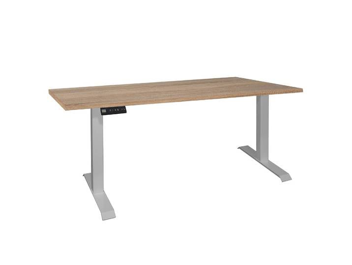Schreibtisch Unieux VI 140cm Braun/Eiche Sägerau Dekor Silber